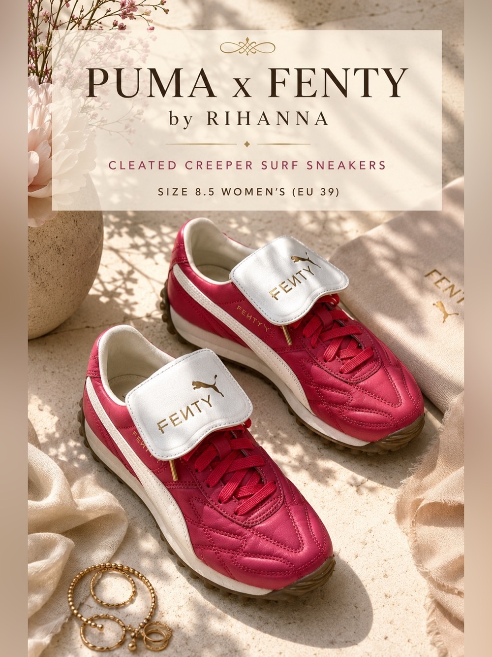Puma x FENTY by Rihanna Cleated Creeper Surf Sneakers Pink Size 8.5